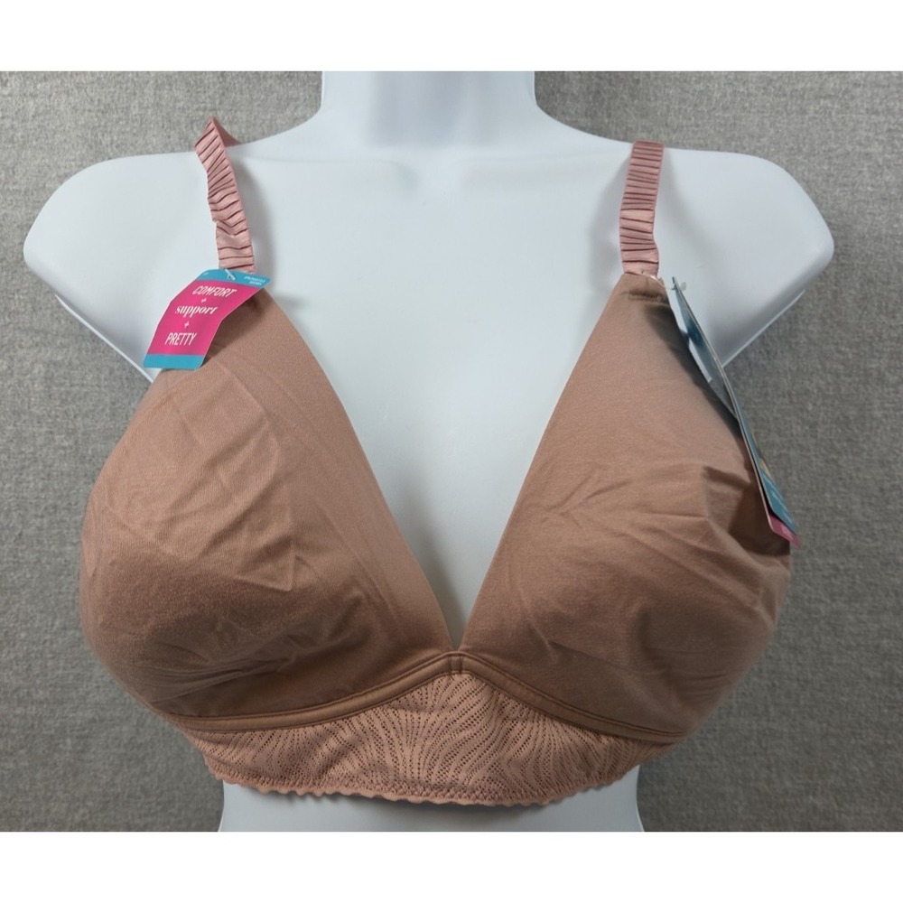 Vanity Fair 38C Effortless Wireless Go To Bra Baked Blush Memory Foam Padded NEW